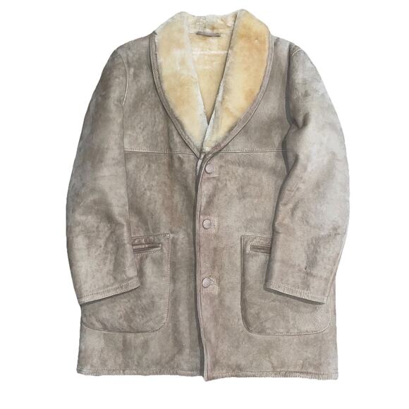 Vintage Shearling Coat Men’s Light Brown Suede Sherpa Lined Western Boho - Picture 6 of 7